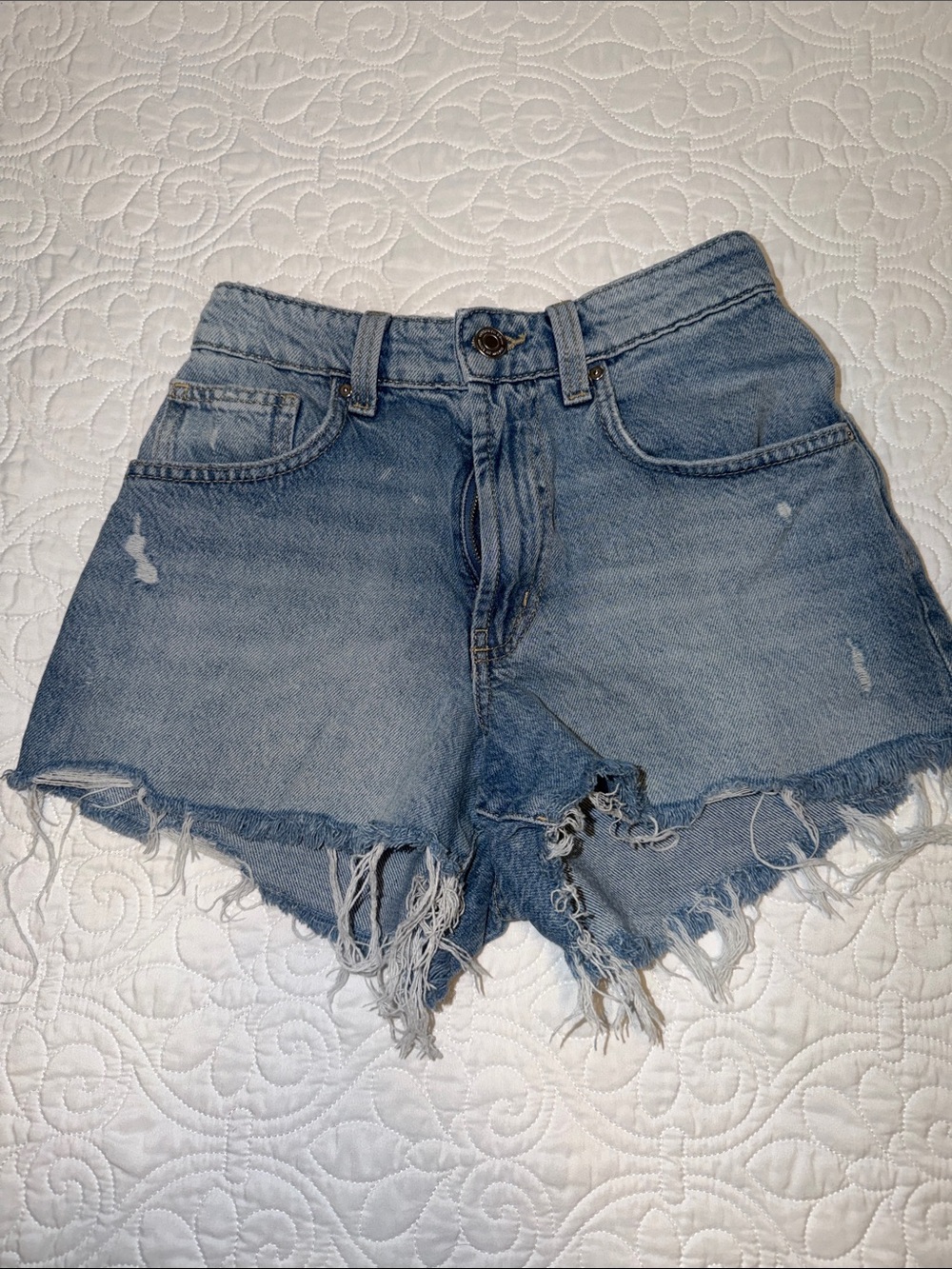 Cotton On Light Blue Distressed Denim Women's Shorts